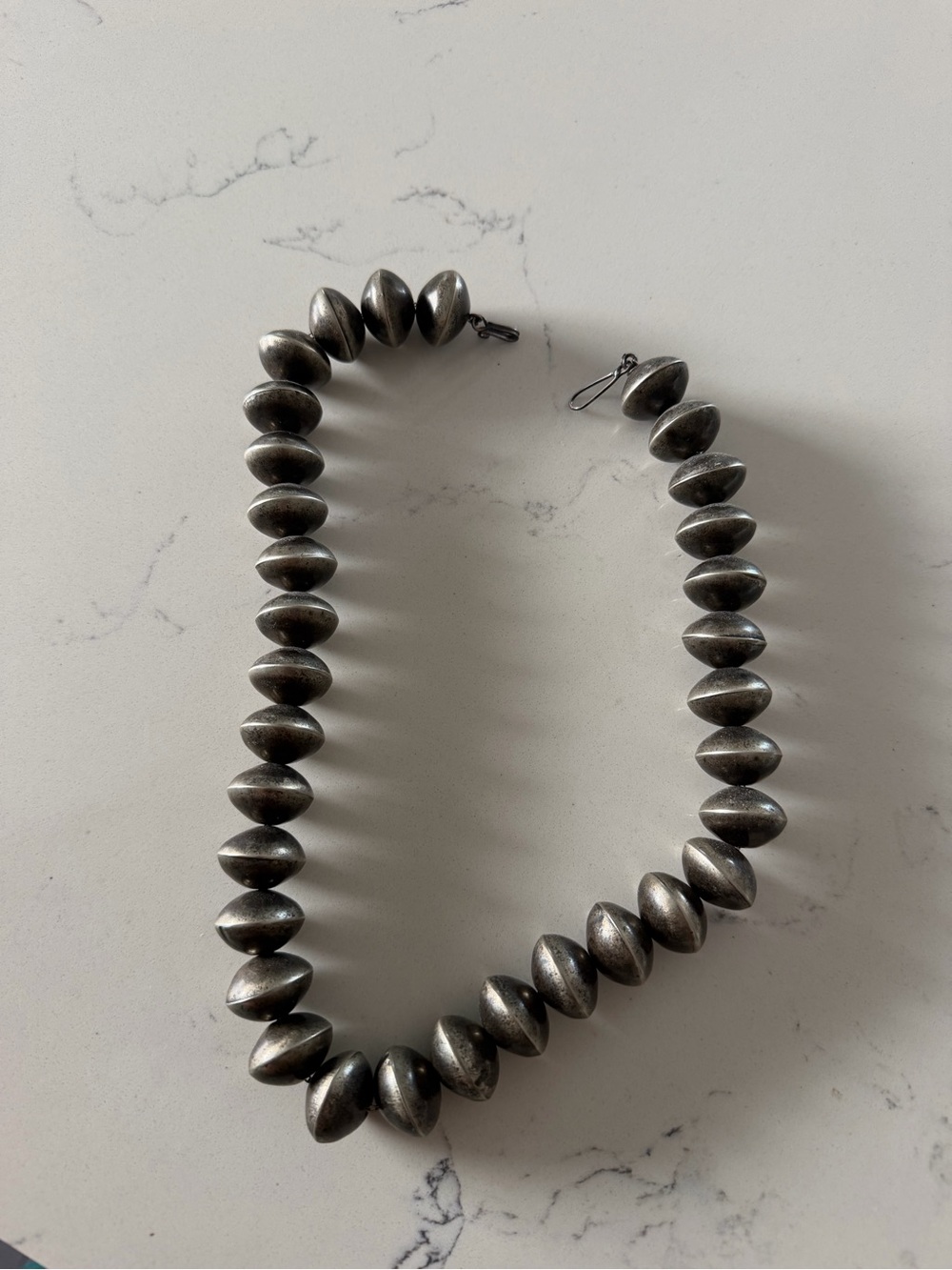 Sterling Silver Navajo-Style Bead Necklace - Silver